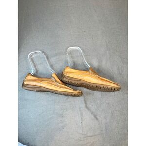 Mario Rossi 8.5 Mens Loafer Leather Tan Slip On Made in Italy Contrast Stitch